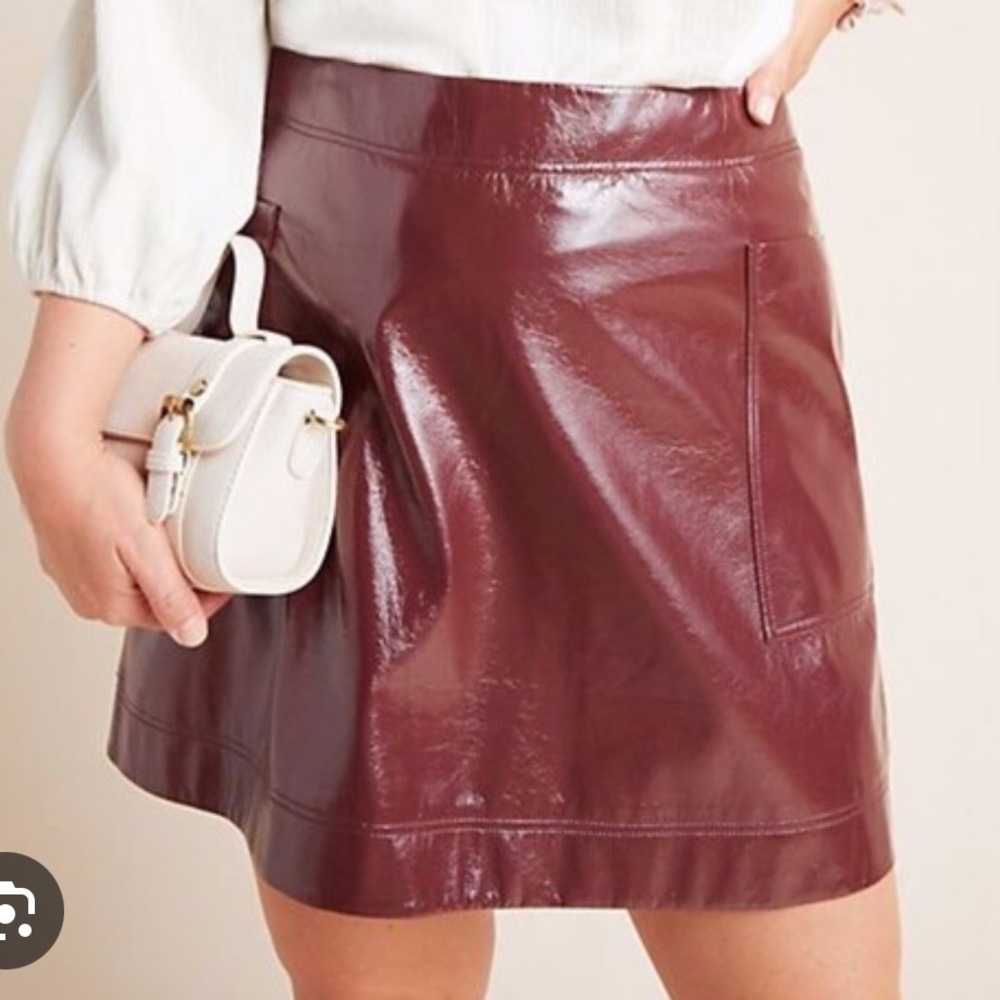 Anthropologie patent burgundy skirt NWT 20W